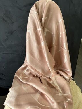 Valentino silk wool satin fringe scarf